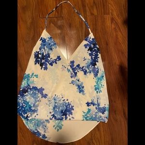 Olivaceous Blue Floral Halter Top